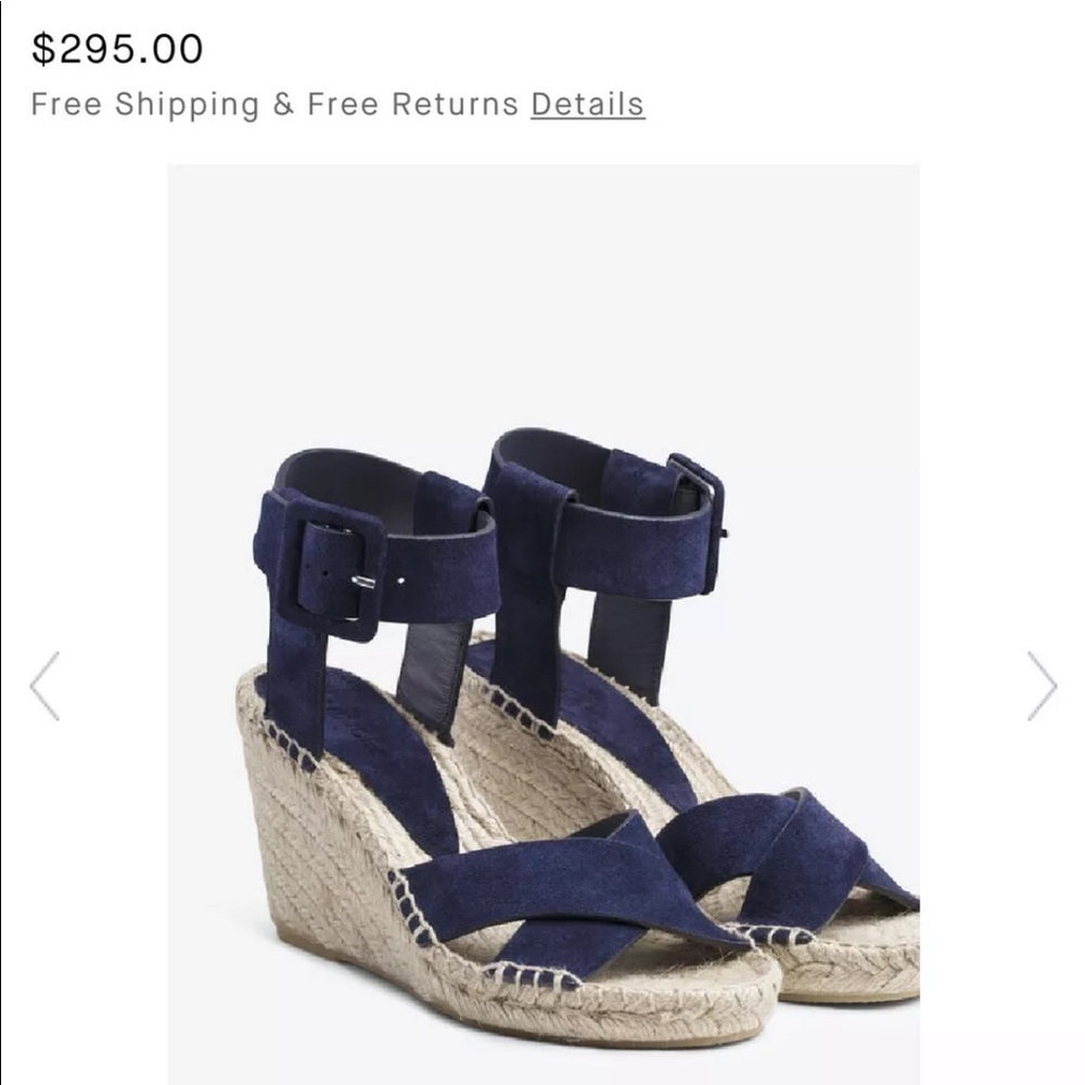 Vince Stefania Suede Espadrille Wedge Sandal Navy